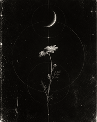 Calendula flowers under a moon